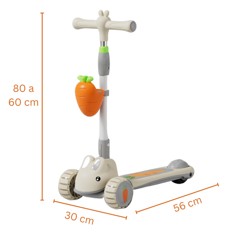 Trotinete de 3 Rodas para Criança - Branco e Laranja