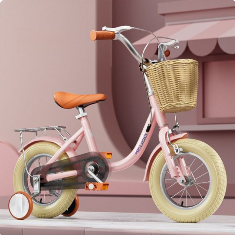 Bicicleta para Crianças Vintage - Rosa (Rodas 14" - Idade Aplicável: Dos 3 aos 6 anos)