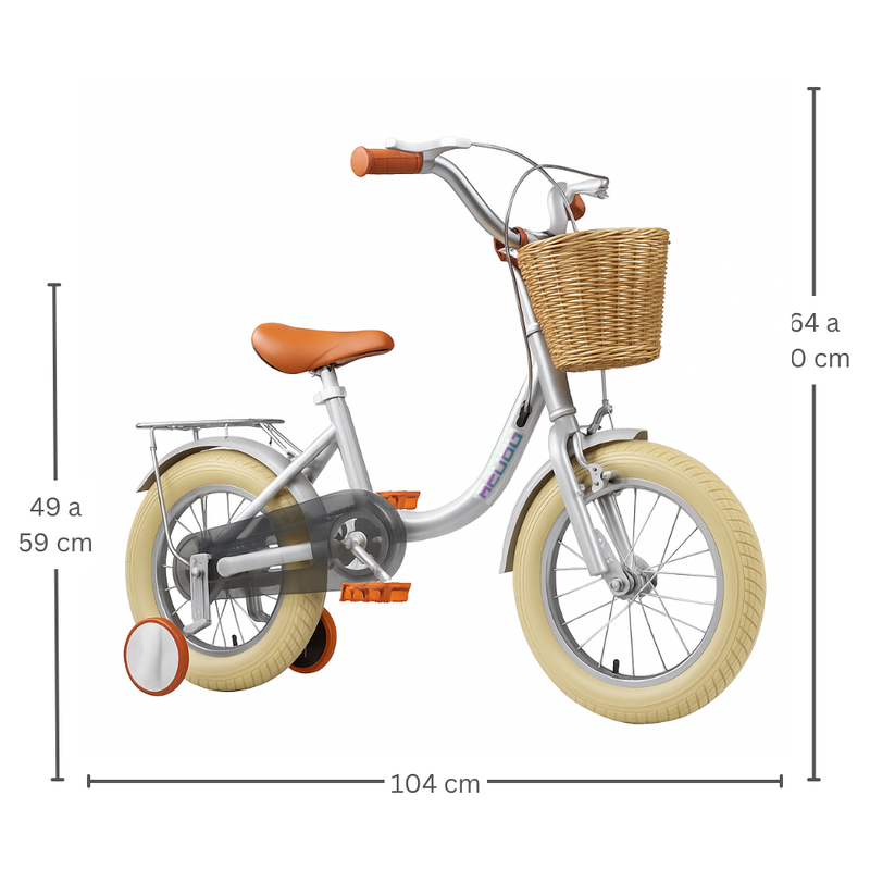 Bicicleta para Crianças Vintage - Cinzento (Idade Recomendada: 3 a 6 Anos - Roda 14")