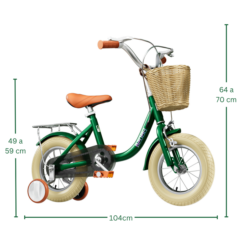 Bicicleta para Crianças Vintage - Verde (Idade Recomendada: 3 a 6 Anos - Roda 14")