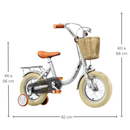 Bicicleta para Crianças Vintage - Cinzento (Idade Recomendada: 2 a 5 Anos - Roda 12")