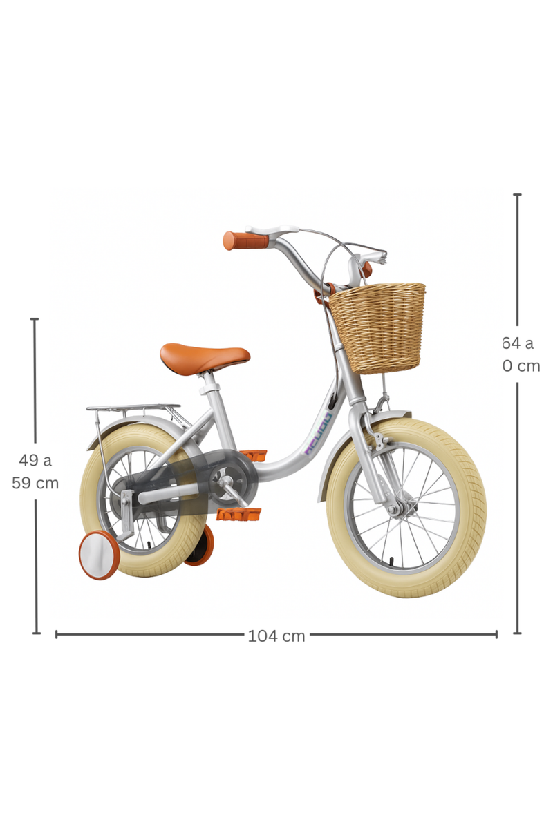 Bicicleta para Crianças Vintage - Cinzento (Idade Recomendada: 3 a 6 Anos - Roda 14")