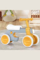 Bicicleta de Equilíbrio de 4 Rodas para Bebé - Cinza e Amarelo