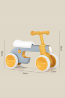 Bicicleta de Equilíbrio de 4 Rodas para Bebé - Cinza e Amarelo