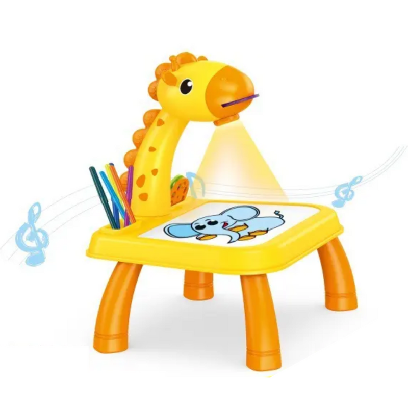 Mesa de Desenho com Projetor para Crianças - Amarelo