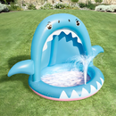 Piscina Insuflável Infantil com Irrigador de Água - Tubarão Azul