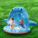 Piscina Insuflável Infantil com Irrigador de Água - Tubarão Azul