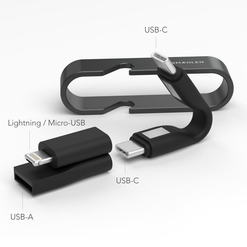 Cabo Multifunções High Six (USB-C - Micro USB - Lightning) - Preto