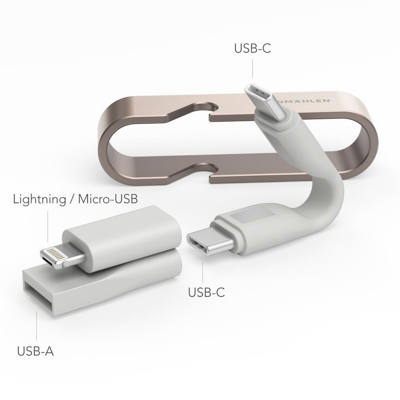 Cabo Multifunções High Six (USB-C - Micro USB - Lightning) - Rosa Dourado